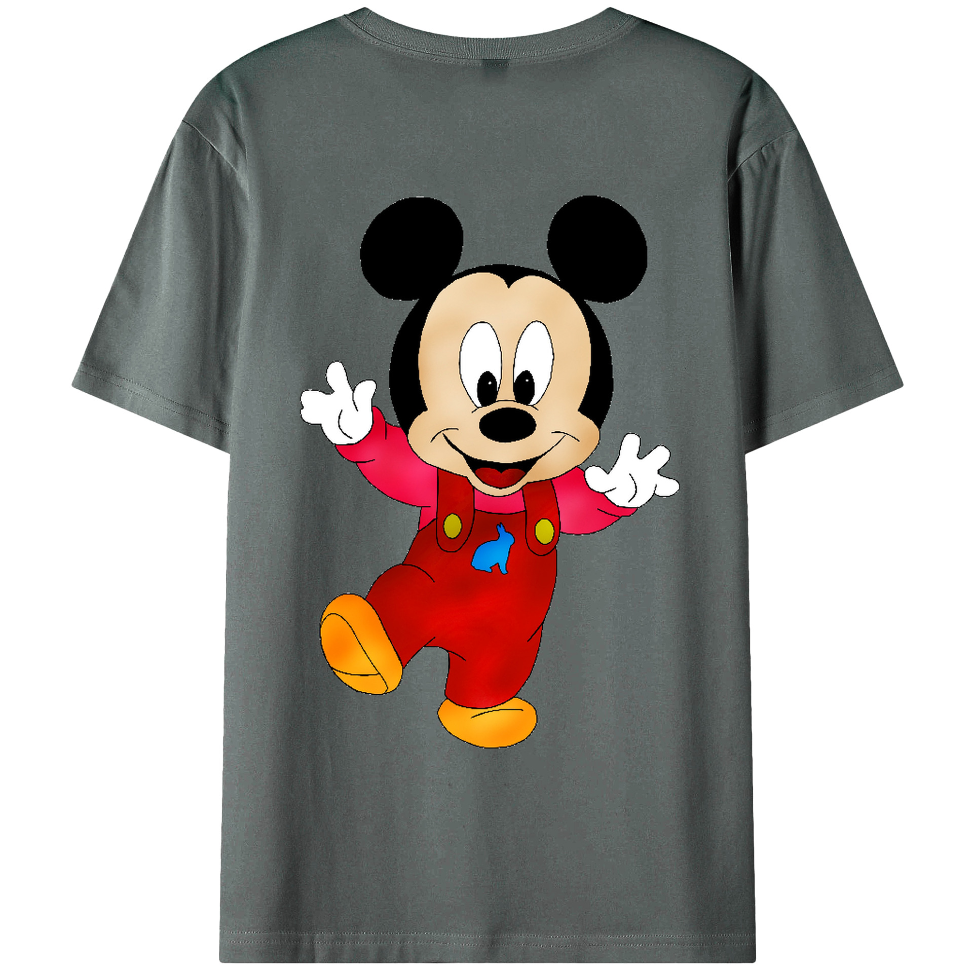 ミッキーマウス Mickey Mouse 綿100％ メンズ半袖Tシャツ（バックプリント） 通気性